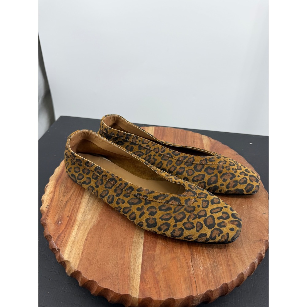 Fabianelli Cloe Ballet Flats Women 42 Brown Leopard Print Italian Leather Suede
